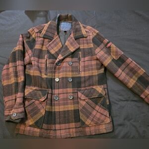 Men's Plaid Double-Breasted Pea Coat